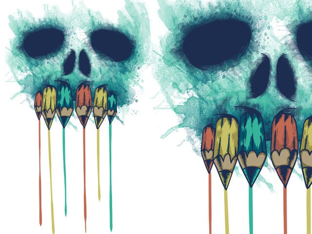 the pencil and skull