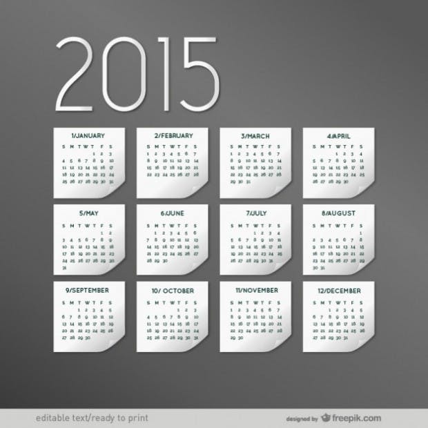 Grey 2015 calendar